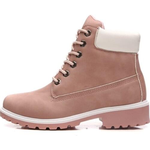 Cross-border exclusive for single boots female PU female flat bottom plus size pink boots female short boots