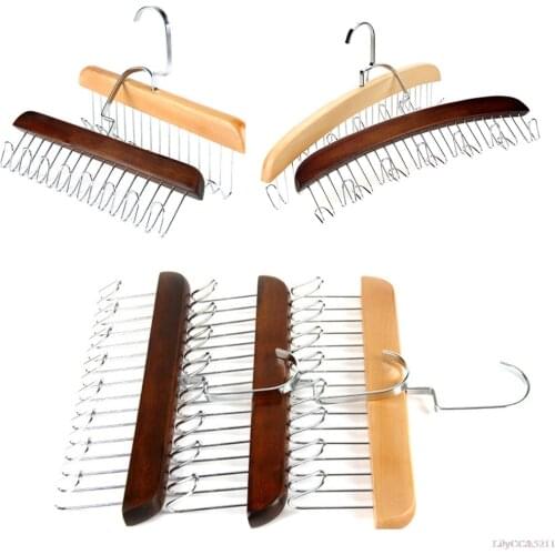1Pc Professional Wooden Belt Hanger Belts Rack Tie Hanger Scarf Holder 8/12/24 Hooks Behind The Door Multifunctional