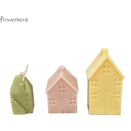Villa Wooden House Silicone Mold Baking Accessories Scented Candle Diy Acrylic Mold Candle Molds for Candle Making Plaster Mold