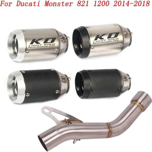 Escape Motorcycle Exhaust Middle Link Pipe And Muffler Stainless Steel Exhaust System For Ducati Monster 821 1200 2014-2018