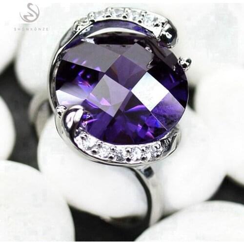 SHUNXUNZE alliance Engagement wedding rings Jewelry & Accessories for women Blue Purple Cubic Zirconia Rhodium Plated R909 R910
