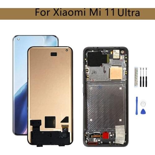 For Xiaomi mi 11 Ultra lcd Display Touch Screen Digitizer Assembly +Frame For MI 11 Ultra lcd M2102K1G Replacement Repair Parts