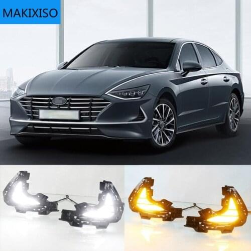 1 Pair Car LED Driving DRL Daytime Running Lights Daylight 12V ABS Fog Lamp Cover For Hyundai Sonata 2020