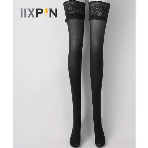 1 Pair Women Lace Knee Socks Fashion Women Sexy Non-slip Stockings Knee Lace Pantyhose Thigh High Tight Black Stockings