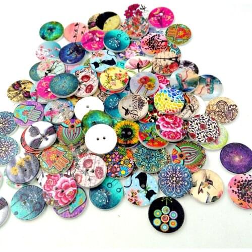 100x Sewing Buttons, Wood Buttons Craft Button for DIY Sewing