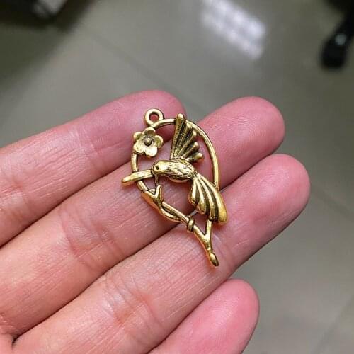 18Pcs 36x21mm Humming Bird Connector Charms Pendants Antique Gold Tone Jewelry Making DIY Bracelet Necklace Handmade Craft