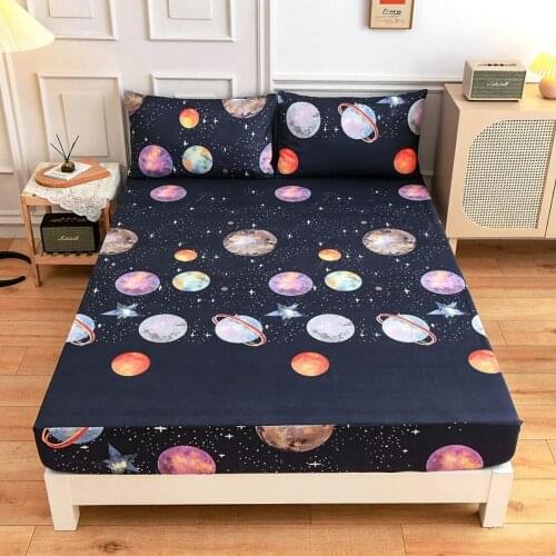2/3 pcs Bedsheet Set Unicorn Reactive Printed Bed Linens Pink Color drap de lit Cartoon Kids Bed Sheets with Elastic