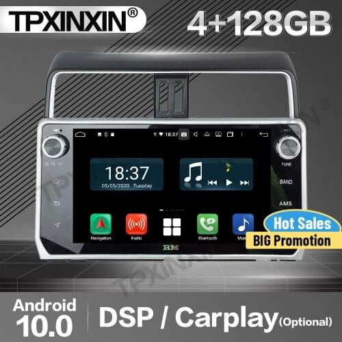 4+128G Carplay Car Radio 2 Din Stereo Receiver Android For Toyota Prado 2018 2019 GPS Navigation Player Audio Recorder Head Unit