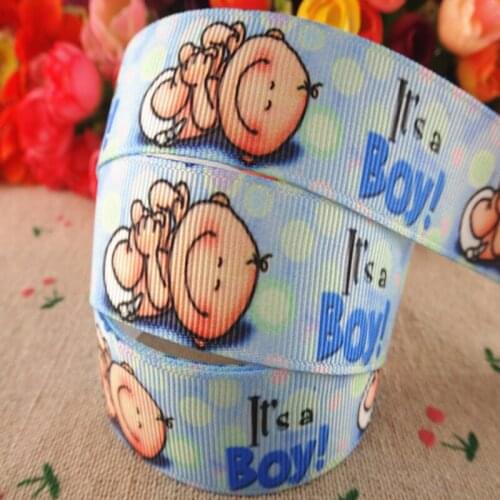 7/8" (22mm) 5 Yards/Lot Grosgrain Ribbons Baby Boy And Girl Printed Cartoon Ribbon DIY Handmade Materials 17110425