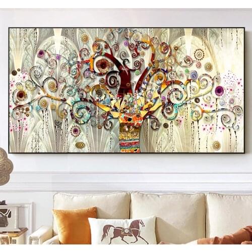 Gustav Klimts abstract vintage tree of life canvas oil paintings and posters, famous modern murals for living room decoration
