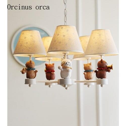 American cartoon cartoon kitten chandelier child room Boy Girl Bedroom modern minimalist doll LED pendant lamp free shipping