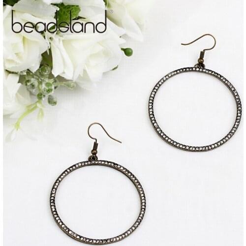 Beadsland Drop Earrings Antique Bronze With Crystal Round Design Fashion Hyperbole Women Girls Dancing Party Gift 39946