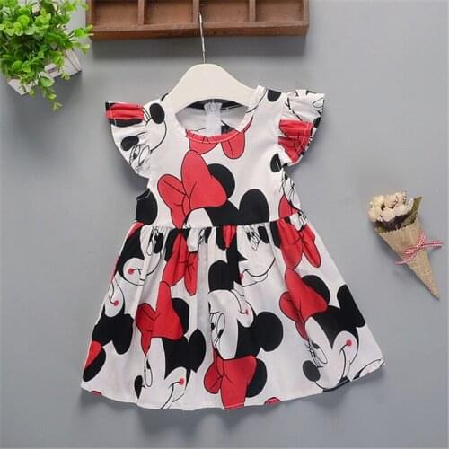 Fashion Summer Sleeveless Dress Cotton Minnie Print Children Clothes Baby Girl Costume Christmas Party Princess Dress For Kids