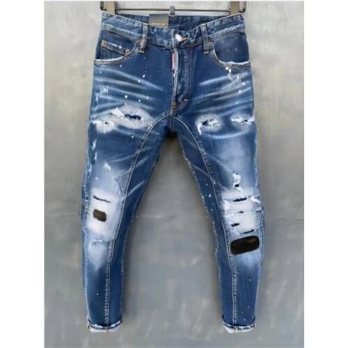Jeans Pants Design Cool Top Jeans Men Slim Jeans Denim Trousers Blue Hole Pants Jeans For Men T151