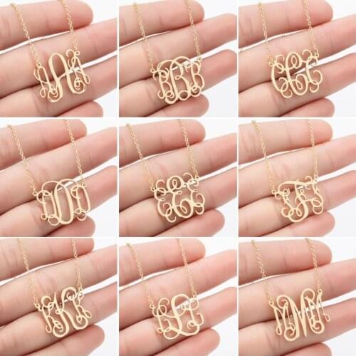 Gothic Initial Letter Necklace Stainless Steel Jewelry Old English Letter Alphabet Jewelry