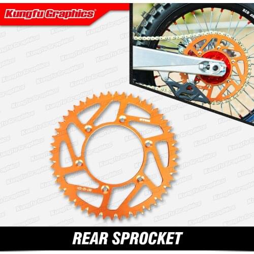 KUNGFU GRAPHICS Motorcycle Rear Aluminum Sprocket Orange for SX XC SX-F EXC XC-W Motocross MX Racing Enduro Dirt Bikes