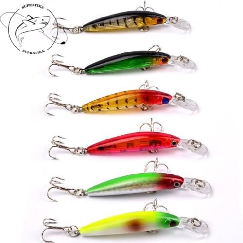 6pcs/Set Artificial Fishing Lures Plastic Hard Bait 70mm 3.3g Rattle Sound Reflective Wobbler Saltwater Jerkbait Life Like Baits