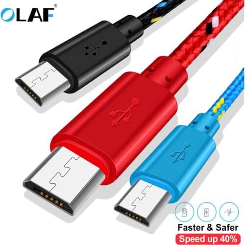 OLAF Micro USB Cable Fast Charging Andriod 0.5m/1m/2m/3m Fast Data Sync Nylon Braided charger Cable For Samsung Huawei Xiaomi LG