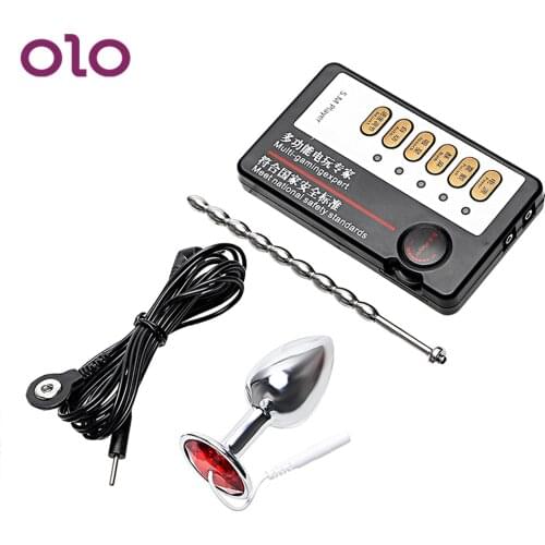 OLO Electric Shock Catheters Sounds Masturbation Anal Plug Therapy Massager Medical Themed Toys Set Sex Toys For Men