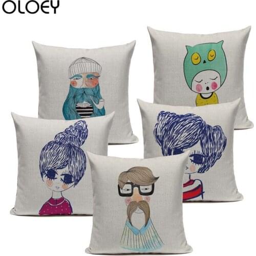 Linen Soft Pillowcase, Home Pillowcase, Girl-shaped Pillowcase, Bedroom and Office Hotel Car Decorative Pillowcase 45x45 Cm