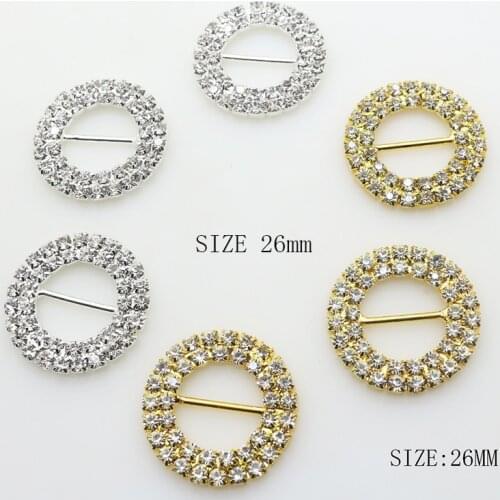 ZMASEY 10pcs/lot 26mm Metal Diamond Buckle Wedding Supply Decoration Invitation Round Shape Rhinestone Buckles Factory