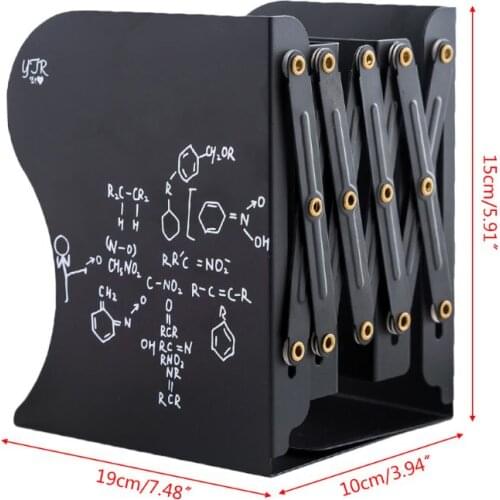 Metal Retractable Bookends Support Stand Holder Shelf Adjustable Bookrack Office