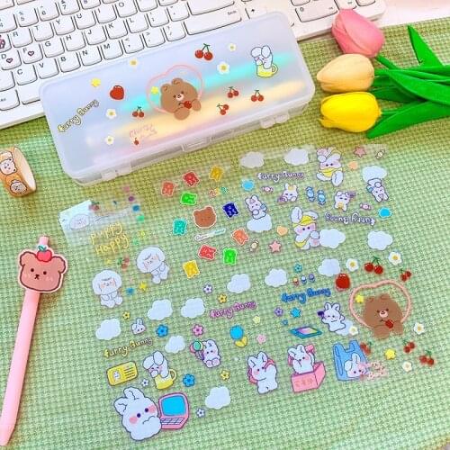 W&G Cartoon Cute Hand Account Decoration Mobile Phone Sticker Ins Transparent PET Waterproof Kawaii Stationery Stickers