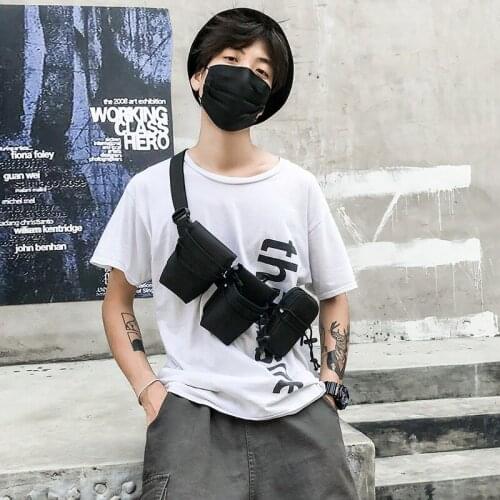 Fashion Men canvas 3 Pockets Waterproof Women tactical Waist Bag Male Simple Wear Resistant Black Pack Phone Pouch Chest Bags