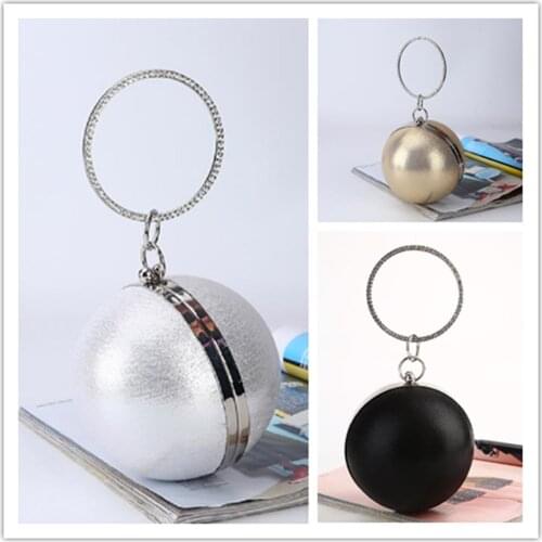 Ball Dinner Bag New simple personality round ball evening bag PU party bag makeup clutch fashion chain shoulder cross-body bag