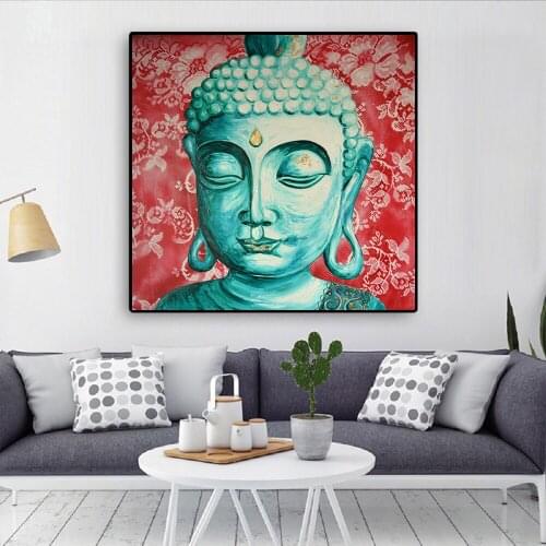 Wall Art Pictures Canvas Painting Vivid Buddha Face on Canvas Home Decor Wall Poster Decoration for Living Room Buddha Prints