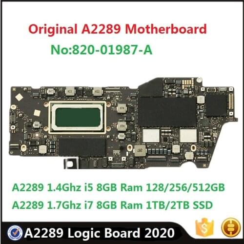 Original A2289 Motherboard 820-01987-A For For MacBook Pro 13'' 2020 i5 1.4Ghz 8G Ram 512G i7 1T Logic Board EMC3456 Replacement