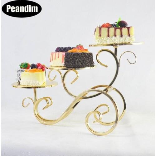 PEANDIM Three Tiers Cake Stand Decorative Metal Tray Luxury Wedding Plates Party Tableware Display Rack Cake Decorating Tools