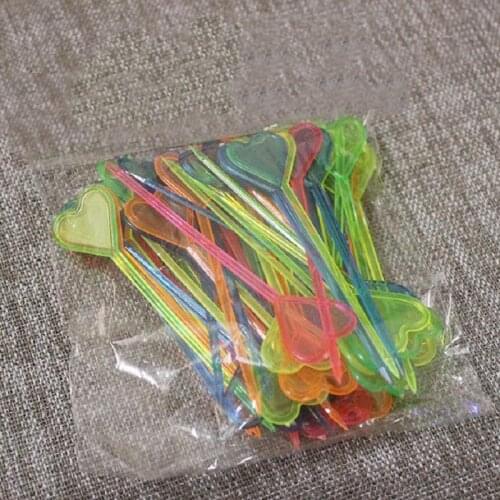 Heart Shaped Plastic Buffet Dinner Sticks For Fruits Cocktail Snack Food Forks Tableware Barware Kitchen Accessories wh