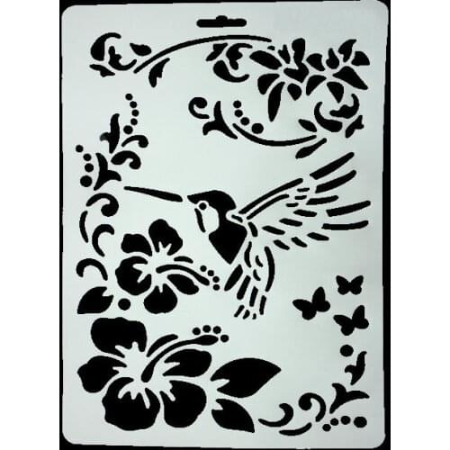 DIY Scrapbooking Butterfly Garden Template Baking Kitchen Decorating Cake Stencil Spray Bird Flowers Template Embossing Folders