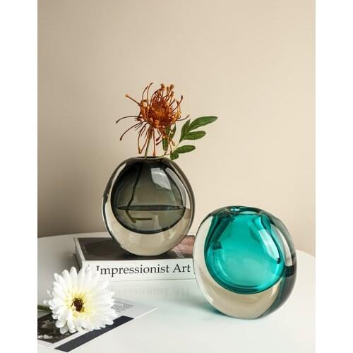 Light luxury porch living room glass vase ornaments modern simple table soft decorations small flower home decoration