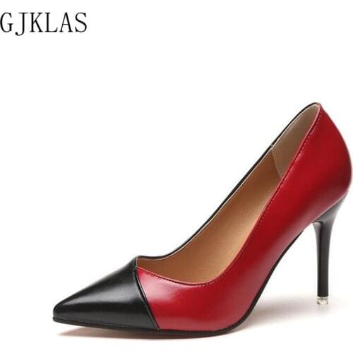 Leather Pumps Women Shoes High Heel White Black Red Dress Shoes for Women New Pointed Toe Heel Wedding Shoes Bride High Heels