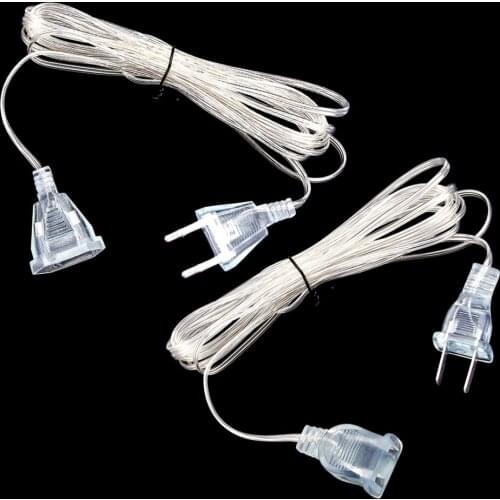 3M 110V 220V EU US Plug Standard Power Extension Cord Transparent Extension Cable For LED Fairy Lights Holiday String Lights