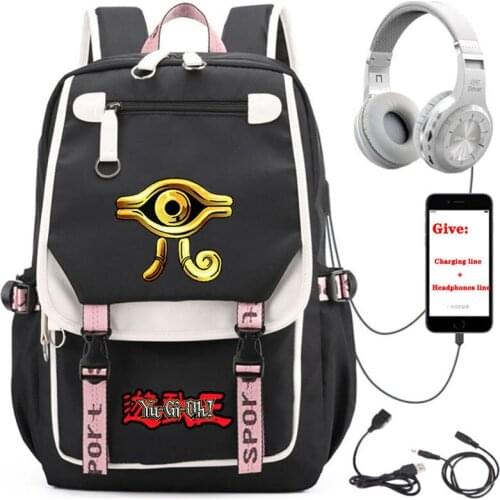 USB Charging teenagers Laptop packsack anime Yu-Gi-Oh! backpack Women men Travel Backpack student School book Bag