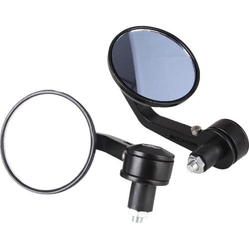 New 1Pair 7/8" Universal Round Motorcycle Mirrors Rear View Handle Bar End Rearview Side Mirrors