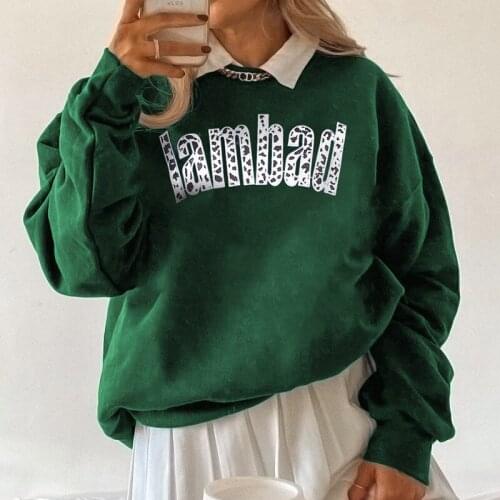 Y2k Leopard print patch embroidery sweatshirt women INS Oversize Thin Y2K Sweatshirt Plus Size Women Female Pullovers