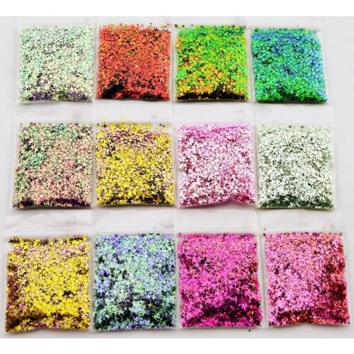 10g/bag Mix Size 3mm 4mm 5mm Four- Point Stars Chameleon Holographic Glitter Star For Polish Decor Nail Glitter Sequins CPD10265