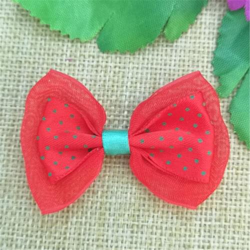 10PCS 55mm*35mm Double Organza Satin Ribbon Bow Lace Appliques Craft DIY Wedding