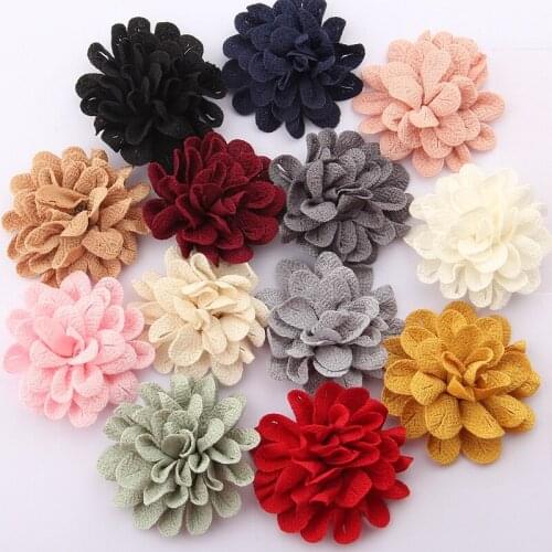 120pcs 6.2CM 2.4" Vintage Solid Hair Flower For Hair Accessories Polyester Cute Artificial Rose Fabric Flowers For Head Wear