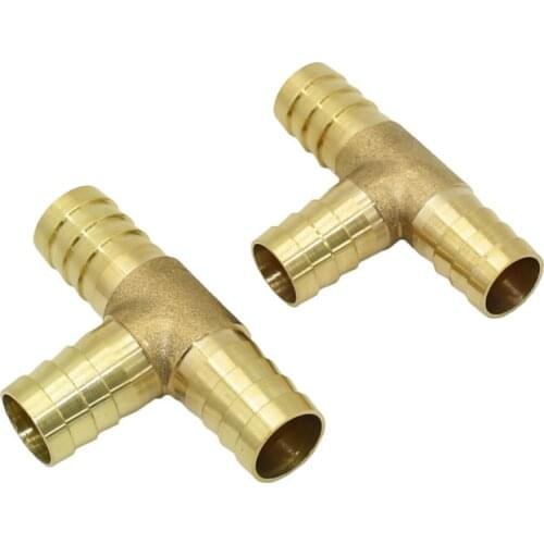 14mm 16mm Tee Connector Brass 12mm T Type Water Tube Separator Tees Splitter Hose Adapter 1pcs