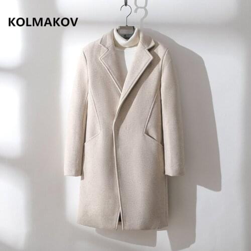 2019 Winter Coat Mens Fashion Woolen Trench Coat Jackets Men Casual Windbreaker Fashion single button Overcoat