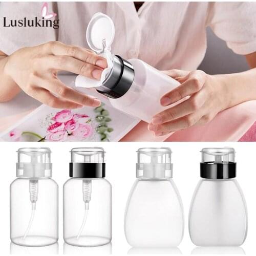 250ml Empty Pump Dispenser Nail Polish Remover Bottle Liquid UV Gel Polish Nail Art Clean Acetone Bottles Press Tool