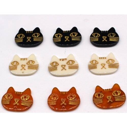 5pcs Gilt Gold Gothic Cat Resin Earring Charms Flatback Cabochon Bead Diy Bracelet Connectors Crafts Brooch Patch Jewelry Make