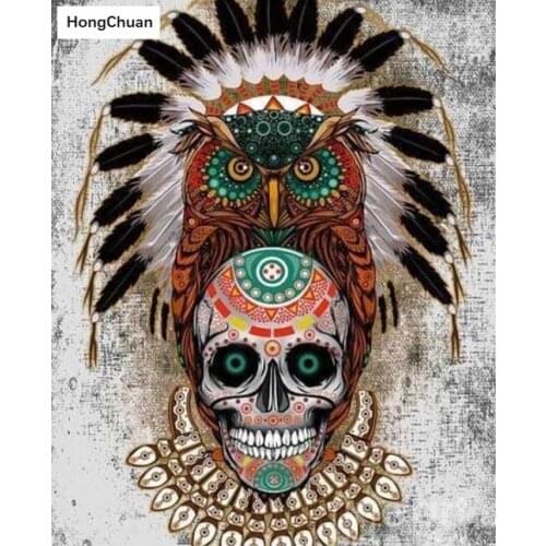 5D Diamond Painting Full Square/Round Diamond Embroidery Tribal Skull Handmade Rhinestone DIY Mosaic Home Decoration Gift