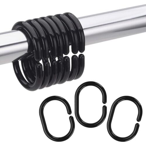 Promotion! 24 PCS Shower Curtain Rings Plastic Shower Curtain Hooks for Bathroom Shower Rod
