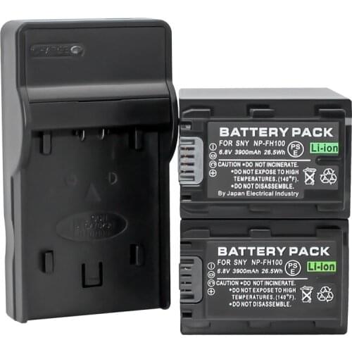 2PCS NP-FH100 NP FH100 FH100 Battery + 1PCS Charger for Sony DCR-SX40 SX40R SX41 HDR-CX105 FH90 FH70 FH60 FH40 FH30 SR42E SR45E